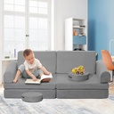 SNYNUXX Climbing Toys for Toddlers 1-6, 8 Pieces Kids Sofa Suede Furniture Play Set and Crawl Activity Playset for Kids & Preschoolers, Gray