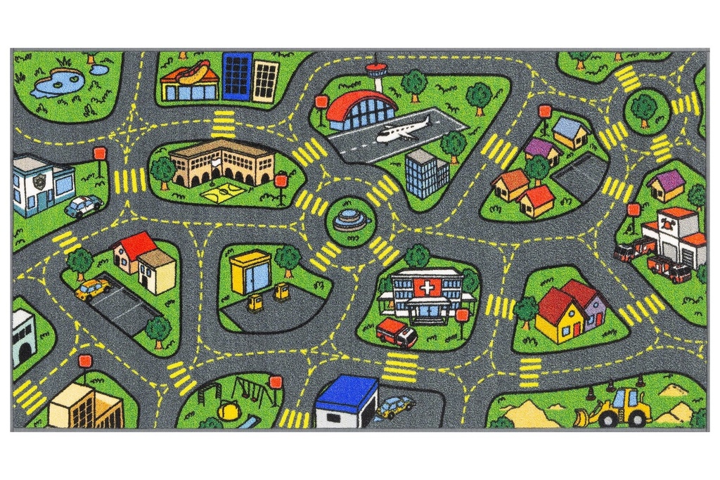 Jungtier Retro City Traffic Car Area Rug for Kids