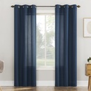 Mainstays Waffle Casual Textured Semi-Sheer Grommet Curtain Panel Pair, 38" W X 63" L, Blue