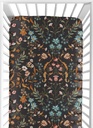 Boho Floral Wildflower Black and Rust Orange Fitted Crib Sheet Girl by Sweet Jojo Designs