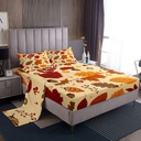 YST Fall Leaves Bed Sheets Set Twin, Autumn Maple Leaf Sheet Set for Kids Teens, Botanical Farmhouse Sheets, Pine Cones Fall Harvest Top Sheet Thanksgiving Gift, Orange Yellow Green