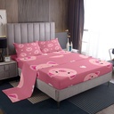 YST Cartoon Pig Twin Sheet Set Cute Animal Sheets, Girls Pink Pastel Bed Set Kawaii Wildlife Bed Sheets Set, White Hearts Fitted Sheet Luxury Girls Bedroom Decor 3-Piece