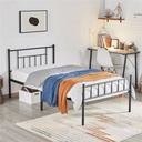 Yaheetech Metal Bed Frame with Headboard & Footboard,Twin Size, Black
