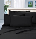 Elegant Comfort Bed Sheets King Black Solid 1500 Thread Count Polyester