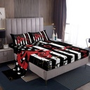 YST Dirt Bike Bed Sheets Set Twin American Flag Fitted Sheet Motocross Rider Flat Sheet Boys Girls Extreme Sport Top Sheet United States Federations Stars Sheet Set 1 Pillowcase Room Decor