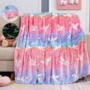 JISEN Unicorn Glow-In-The-Dark Throw Blanket - Perfect Gift for Girls, 50"X60", Machine Washable