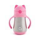 Munchkin® Cool Cat™ Stainless Steel Toddler Straw Sippy Cup, 8 Oz, Pink, Unisex