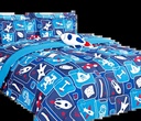 Comforter Set Matching Fitted Sheet Set and Pillow Sham Plush Toy Twin Size Game Player Blue Bag Print Design Supersoft for Girls, Boys Bedroom Décor