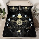 YST Boho Moth Bedding Set Sun and Moon Celestial Bed Sheets Black and Gold Fitted Sheet for Newborn Boys Girls, Constellation Dead Moth Galaxy Moon Stars Sheets - 2Pcs, Twin