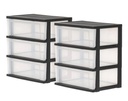 IRIS USA, 3-Drawer Wide Plastic Storage Drawer, Black, Set of 2