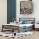 Jump into Fun Wood Full Bed Frame, Platform Bed Frame with Two Drawers, Slat Support, Headboard and Footboard, Full-Size Bed Frame for Adults Kids Grils Boys, Space-Saving, No Box Spring Needed, Gray