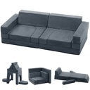 NAVINE Kids Sofa Couch 9-Pieces, Multifunctional Play Couch Sofa for Kids, Modular Toddler Couch for Playroom, Gift for Kids, Gray