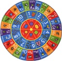 KC Cubs Playtime Collection ABC Alphabet, Numbers and Shapes Educational Learning & Game Area round Circle Rug Carpet for Kids and Children Bedrooms and Playroom