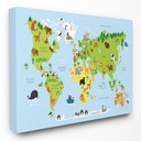 The Stupell Home Decor Collection the Kids Room by Stupell World Map Cartoon and Colorful Wall Art