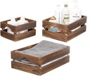 Mygift 3 Piece Rustic Nesting Wood Storage Crates, Brown