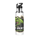 Stainless Steel Water Bottle Dinosaur T-Rex with Straw Lid Vacuum Insulated Keeps Hot and Cold Leak Proof Flask Jug for Gym Travel Sports Cycling Outdoor 20 OZ