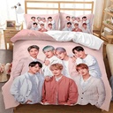 Korean Idol Bed Duvet Cover Set Size 3PCS 3D Printed BTS Quilt Duvet Cover Sets for Women Men Kids Cool Duvet Cover & 2 Pillow Shams