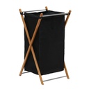 Household Essential 6540-1 X-Frame Laundry Hamper, Bamboo Frame with Black Canvas Bag