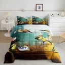 Kids Hummingbird Bedding Cute Bird Comforter Set Twin for Adult Women Girls Boys Cardinal Bird Bedding Comforter Sets, Rustic Wooden Planks Decorative Duvet Insert 2Pcs