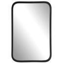 30 Inch Wood Rectangular Wall Mirror, Rounded Corners, Black, Saltoro Sherpi