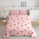 Girls Strawberry Comforter Set Twin Kawaii Strawberry Comforter for Kids Japanese Style Pink Cute Cartoon Fruit Food Theme Bedding Set Girly White Floral down Comforter Reversible Soft Lightweight