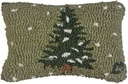 Chandler 4 Corners Hand-Hooked Wool Decorative Throw Pillow | Artist-Designed Flurries Pillow, Christmas Pillow for Couches & Beds, Frosted Tree Themed Home Decor (8 in X 12 In)