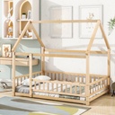 SESSLIFE House Bed Full, Solid Wood House Bed for Kids, Toddler House Bed Frame, Children'S Bed, Box Spring Needed (Natural)