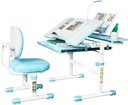 Linor Kids Study Table and Chair Set with 3 Modes Led Lamps, 60° Tiltable Tabletop, Adjustable Height, Storage Drawer, Blue