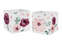 Watercolor Floral Burgundy Wine and Pink Fabric Storage Bin (Set of 2) by Sweet Jojo Designs