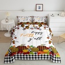 Pumpkin Comforter Set Autumn Harvest Themed Bedding Twin Size for Boys Girls Women Fall Decor Bedding Comforter Sets Happy Fall Y'All Duvet Insert Thanksgiving Day Gifts Maple Leaf Print Quilt