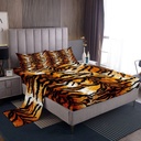 Tiger Bed Sheets Twin Brown Black Tiger Print Sheet Set for Kids Boys Girls Gorgeous Animal Skin Bedroom Decor Bedding Set Safari Animal Theme Fitted Sheet + Flat Sheet + 1 Pillowcase Ultra Soft