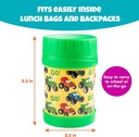 Bentology Stainless Steel Insulated Lunch 13 Oz Thermos for Kids, Large Leak-Proof Storage Jar Container for Hot & Cold Food, Soups, Liquids - BPA Free - Fits Most Lunch Boxes and Bags - Monster Truck