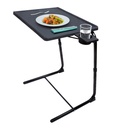 Upgrade Deluxe - Portable Foldable Comfortable TV Tray Table - Laptop, Eating, Drawing Tray Table Stand - Adjustable Height & Angle Tray - Sliding Adjustable Cup Holder - Upgraded Stability - Black