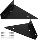 Shelf Brackets 5 Inch,Floating Shelves Brackets,Floating Shelf Hardware,Shelf Brackets & Supports, Space-Saving Hidden Shelf Brackets for Home Decor/Organization-2 Pair（Black）