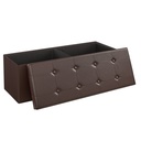 SONGMICS 43" Storage Ottoman Bench Leather Ottoman with Storage Hold up to 660Lb Folding Footstools for Bedroom Brown
