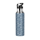 Water Bottle with Straw Lid Leak Dinosaur Blue Stainless Steel Insulated Thermos Vacuum Flask for Cold Hot Drinking for Sports Camping Gym Yoga