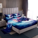 YST Dragon Sheets Ice Fire Dragon Sheet Set for Kids Boys Teens Adult Bedroom Decor, Flying Pattern Bedding Set Blue and Red Animal Bed Sheets Set Twin 3 Pieces