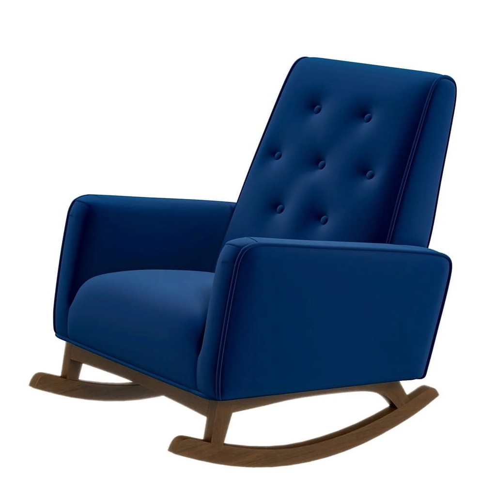 Allora Mid Century Modern Blue Velvet Rocking Chair