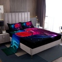 Dragon Twin Sheet Set for Boys,Vintage Gothic Sheets Dream Catchers Bed Sheets Set,Mythical Animal Boho Feather Flat Fitted Sheet Purple Blue Mist Galaxy Bohemian Decor