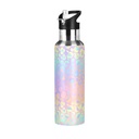 Stainless Steel Water Bottle Leopard Print Cheetah Rainbow Gradient with Straw Lid Vacuum Insulated Leak Proof Flask Jug for Gym Travel Sports Cycling Outdoor 20 OZ
