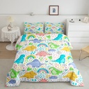 Dinosaur Comforter Set Love Heart Kawaii Decor,Cute Rainbow Bedding Set for Kids Girls Boys,Colorful Dinosaurs Yellow Green Teal Cartoon Dinos down Comforter Twin,Jungle Animals Wildlife Quilt