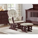 Deehome Mason Glider and Ottoman Espresso Wood and Beige Fabric