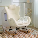 Upholstered Rocking Chair with Armrest, Teddy Glider Chair with High Backrest, Rocking Accent Chair for Nursery, Living Room, Bedroom & Lounge Room, Beige