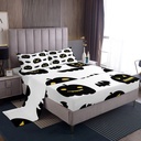 YST Pumpkin Lantern Bed Sheets Set,Cartoon Pumpkin Head Bedding Set,Black Bats Sheets,Gothic Halloween Decor Sheet Set 3Pcs with 1 Pillow Case Deep Pocket,Black White Yellow,Twin Size