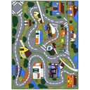 Ottomanson Children Car Road Map 3X5 Washable Non-Slip Area Rug for Kids Playroom, 3'3" X 5', Green/Multicolor