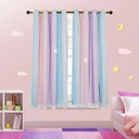 Stars Bedroom Curtains for Kids, Girls Curtains Bedroom Decor, Purple Lace Curtains for Kids Room Decor, 63'' L X 52'' W , 1 Panel