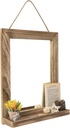 Sfugno Wall Mirror with Shelf, 20 X 16 Inch Wall Mirror Hanging for Bathroom, Vanity, Bedroom, Entryway, Living Room(Rustic Brown)