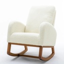 Accent Upholstered Rocking Chair for Kids, Modern Rocker Glider Chair with High Back & Gold Metal Frame, Leisure Comfy Armchair, for Nursery, Bedroom, Living Room, Office, Beige Teddy