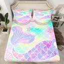 YST Pink Mermaid Twin Size Bedding Set for Kids, Girls Mermaid Bed Sheets 2Pcs Mermaid Tail with Glitter Pearl Fitted Sheet Mermaid Skin Surface Scales Sheets with 1 Pillowcase