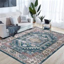 CAROMIO Area Rug 5 X 7 for Living Room Farmhouse Vintage Boho Persian Area Rug for Bedroom Dinning Room Office Non-Shedding Indoor Rug Home Decor,Teal